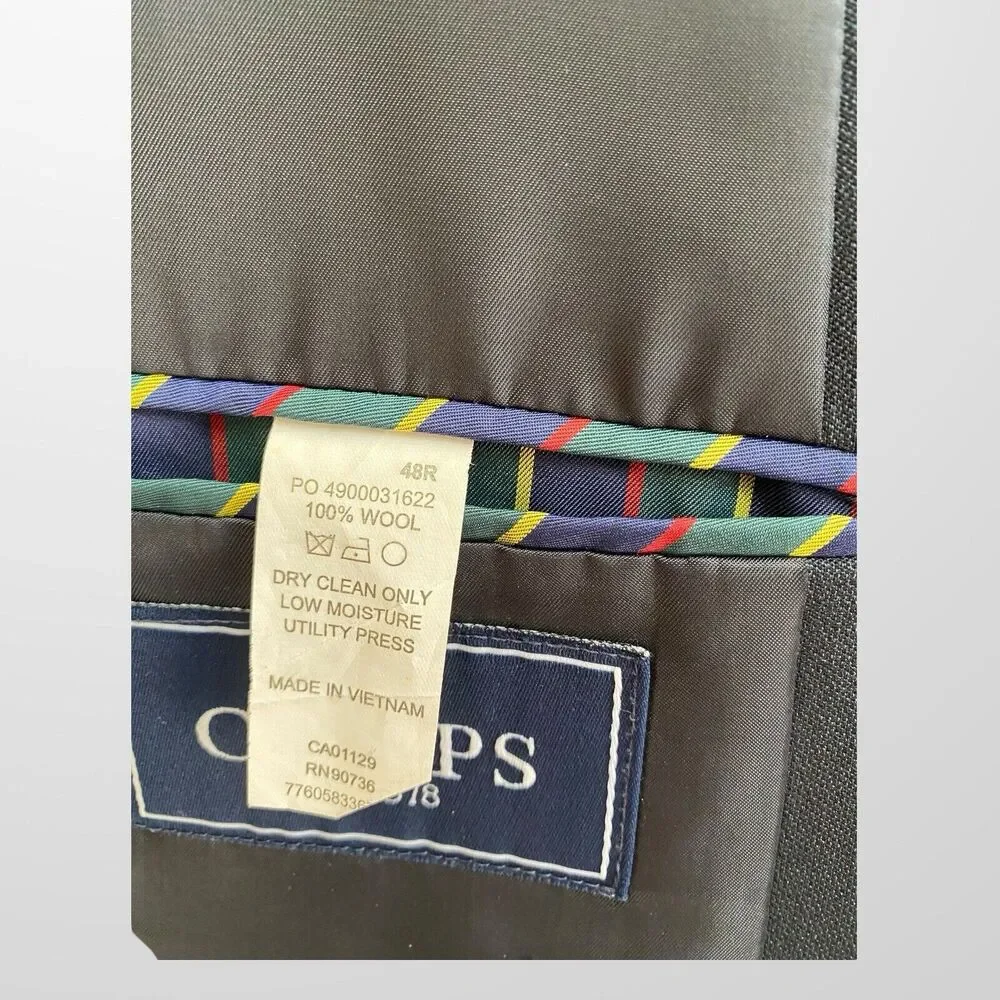 Chaps Men's Blazer 48R Dark Gray 2 Button‎ Wool Suit Jacket